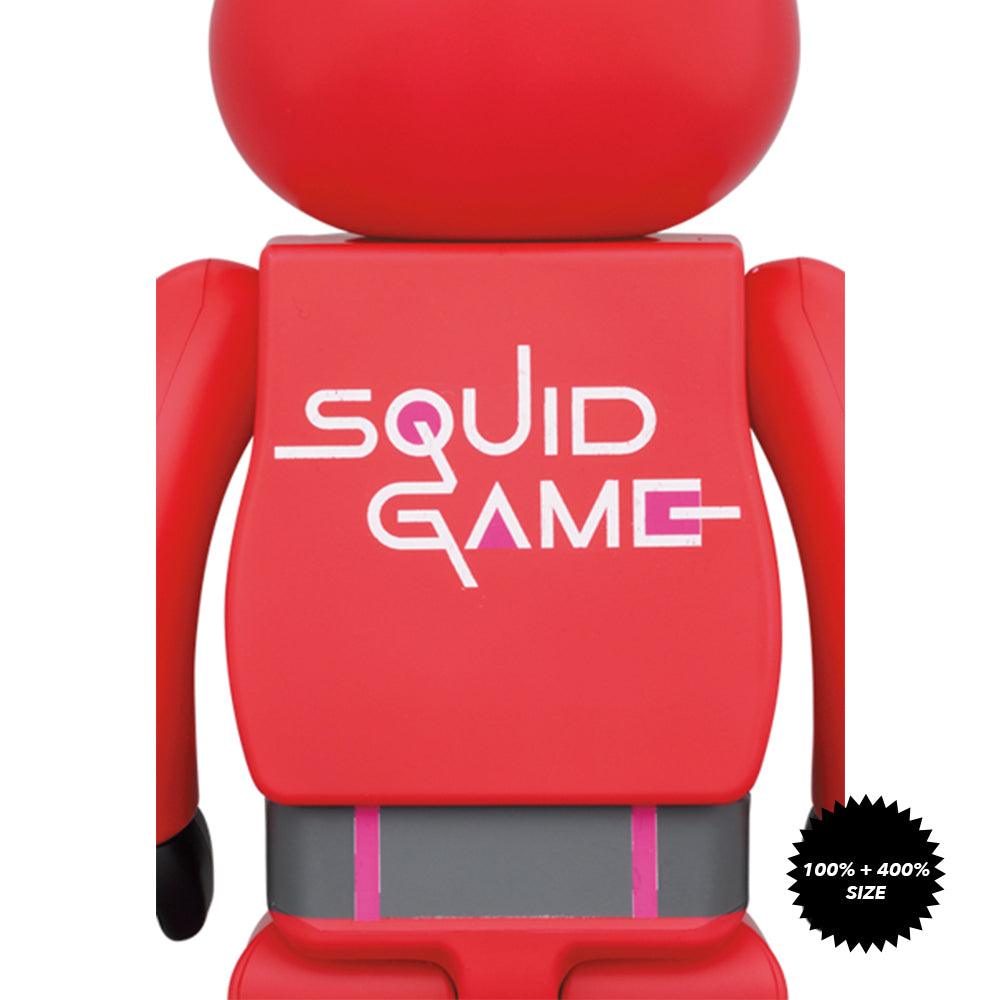 Pop Art Fusion - PopArtFusion - Medicom Toy BE@RBRICK Squid Games ■ Red Guard, Two-Piece (100% and 400%) set box by Medicom Toy (Limited Edition Art Toy Collectible) 4530956602608 popartfusion.com by Conectid