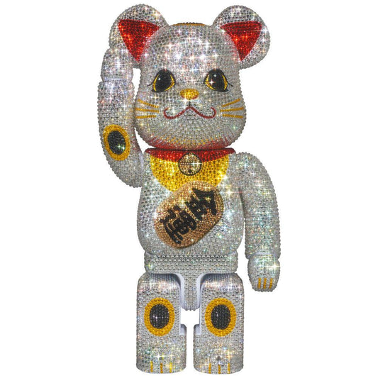 CRYSTAL DECORATE BE@RBRICK Maneki Neko Gold Fortune 400% - PopArtFusion